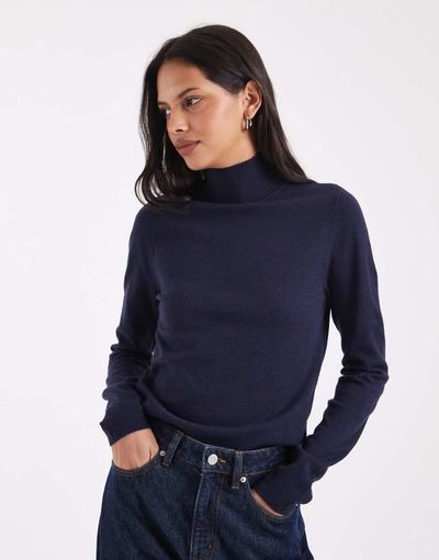 ASOS DESIGN ASOS DESIGN knitted long sleeve turtleneck sweater in navy