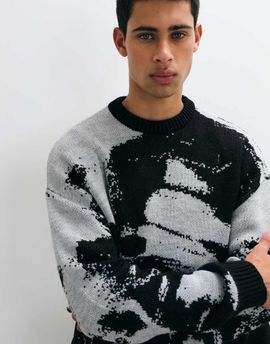 ASOS DESIGN ASOS DESIGN knitted oversized sweater in monochrome-Black