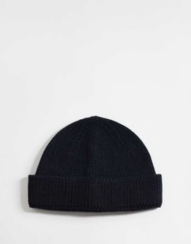 ASOS DESIGN ASOS DESIGN knitted rib mini fisherman beanie in black