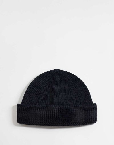 ASOS DESIGN ASOS DESIGN knitted rib mini fisherman beanie in black