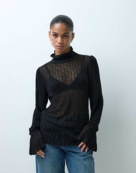 ASOS DESIGN ASOS DESIGN knitted semi-sheer pointelle knit sweater in black