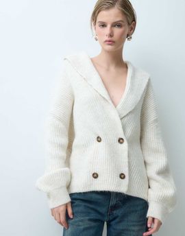 ASOS DESIGN ASOS DESIGN knitted shawl oversized cardigan in cream-Brown