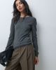 ASOS DESIGN ASOS DESIGN knitted slash neck long sleeve fine gauge top in charcoal-Gray - 1