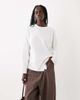 ASOS DESIGN ASOS DESIGN Knotted hem detail crew neck long sleeve top in ecru-White - 1