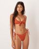 ASOS DESIGN ASOS DESIGN Kyle broderie Antibes tie front halter scoop bikini top in rust-Orange - 2