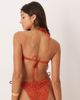 ASOS DESIGN ASOS DESIGN Kyle broderie Antibes tie front halter scoop bikini top in rust-Orange - 4
