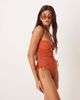 ASOS DESIGN ASOS DESIGN Kyle broderie cut out swimsuit in rust-Orange - 1