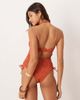 ASOS DESIGN ASOS DESIGN Kyle broderie cut out swimsuit in rust-Orange - 4