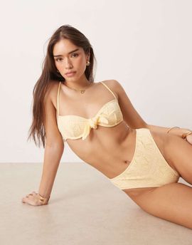 ASOS DESIGN ASOS DESIGN Kyle eyelet Sao Paolo underwire bikini top in buttermilk-Yellow