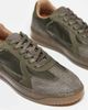 ASOS DESIGN ASOS DESIGN lace-up sneakers in khaki leather with suede panels and gum sole-Green - 2