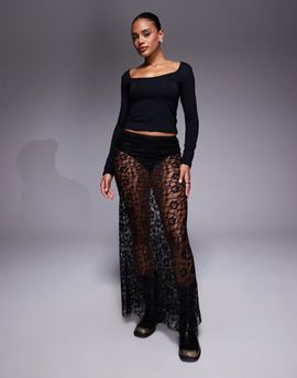 ASOS DESIGN ASOS DESIGN lace bias cut maxi skirt in black