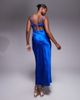 ASOS DESIGN ASOS DESIGN lace bust cup satin maxi dress with cut out back in cobalt blue - 4