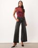 ASOS DESIGN ASOS DESIGN lace color block cap sleeve top in plum-MULTI - 2