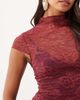ASOS DESIGN ASOS DESIGN lace color block cap sleeve top in plum-MULTI - 3