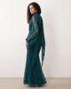 ASOS DESIGN ASOS DESIGN lace deep plunge maxi dress with scarf detail and blouson sleeve in teal-Blue - 2