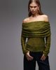 ASOS DESIGN ASOS DESIGN lace fold-over off-shoulder top in green - 1