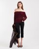 ASOS DESIGN ASOS DESIGN lace fold over off the shoulder top in burgundy-Black - 1