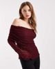 ASOS DESIGN ASOS DESIGN lace fold over off the shoulder top in burgundy-Black - 2
