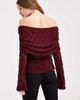 ASOS DESIGN ASOS DESIGN lace fold over off the shoulder top in burgundy-Black - 4