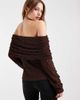 ASOS DESIGN ASOS DESIGN lace fold over off the shoulder top in chocolate-Red - 2