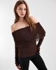 ASOS DESIGN ASOS DESIGN lace fold over off the shoulder top in chocolate-Red - 3