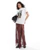 ASOS DESIGN ASOS DESIGN lace godet maxi skirt in burgundy-Red - 1