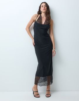 ASOS DESIGN ASOS DESIGN lace halter detail midi dress in black