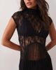 ASOS DESIGN ASOS DESIGN lace high neck asymmetric top with fringing in black - 2