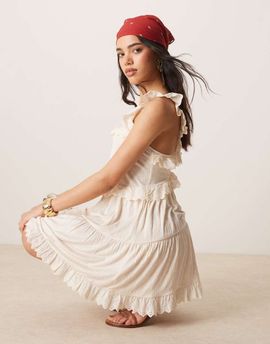 ASOS DESIGN ASOS DESIGN lace insert ruffle tiered swing mini dress in white