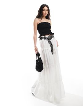 ASOS DESIGN ASOS DESIGN lace insert tiered boho maxi skirt in white
