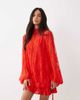 ASOS DESIGN ASOS DESIGN lace mini dress with blouson sleeve and hem detail in red - 1