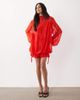 ASOS DESIGN ASOS DESIGN lace mini dress with blouson sleeve and hem detail in red - 2
