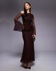 ASOS DESIGN ASOS DESIGN lace off-shoulder maxi dress with exaggerated cuff detail in plum-Purple - 1