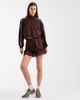ASOS DESIGN ASOS DESIGN lace trim detail funnel neck tricot track jacket in chocolate-Brown - 3