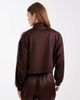 ASOS DESIGN ASOS DESIGN lace trim detail funnel neck tricot track jacket in chocolate-Brown - 4