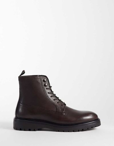 ASOS DESIGN ASOS DESIGN lace up boots with cleated sole in brown leather