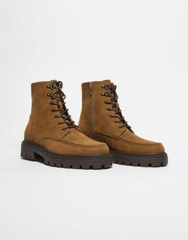 ASOS DESIGN ASOS DESIGN lace up boots with hiker detail in taupe-Neutral