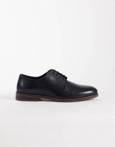 ASOS DESIGN ASOS DESIGN lace up derby shoes with natural sole in black leather