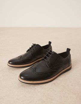 ASOS DESIGN ASOS DESIGN lace up shoes in black with brogue detailing and wedge soles