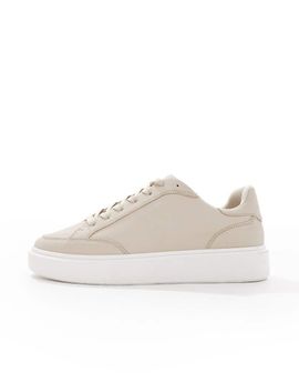 ASOS DESIGN ASOS DESIGN lace up sneakers in stone with white sole-Neutral