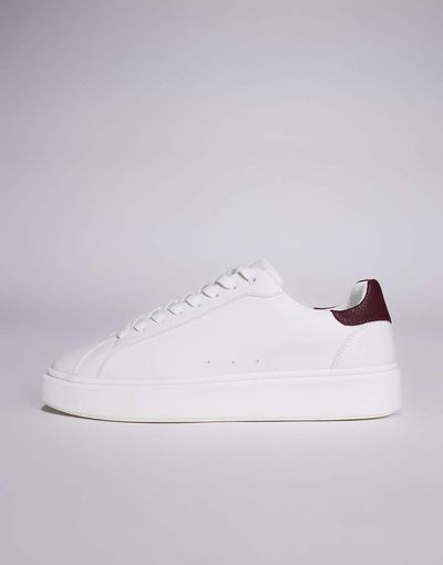 ASOS DESIGN ASOS DESIGN lace up sneakers in white with burgundy notch
