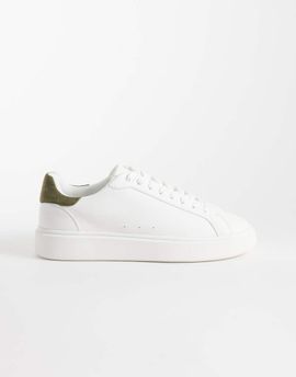 ASOS DESIGN ASOS DESIGN lace up sneakers in white with sage heel notch