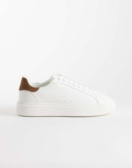 ASOS DESIGN ASOS DESIGN lace up sneakers in white with taupe heel notch