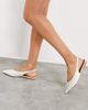 ASOS DESIGN ASOS DESIGN Lacy slingback ballet flats in white lizard - 3