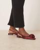 ASOS DESIGN ASOS DESIGN Lamas corsage chisel toe slingback ballet flats in plum satin-pink - 1