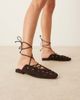 ASOS DESIGN ASOS DESIGN Laney premium ankle wrap tie mules in brown suede - 1