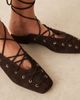 ASOS DESIGN ASOS DESIGN Laney premium ankle wrap tie mules in brown suede - 3