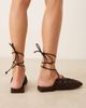 ASOS DESIGN ASOS DESIGN Laney premium ankle wrap tie mules in brown suede - 4