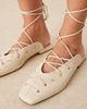 ASOS DESIGN ASOS DESIGN Laney premium ankle wrap tie mules in off-white leather - 2