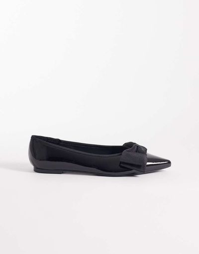 ASOS DESIGN ASOS DESIGN Langston bow pointed ballet flats in black